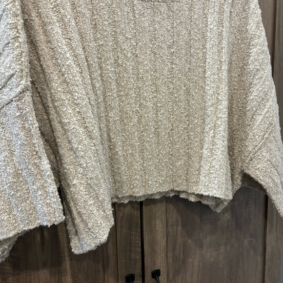 Free People XS Good Day Pullover Chunky Knit Sweater Oatmeal Tan - Picture 8 of 12